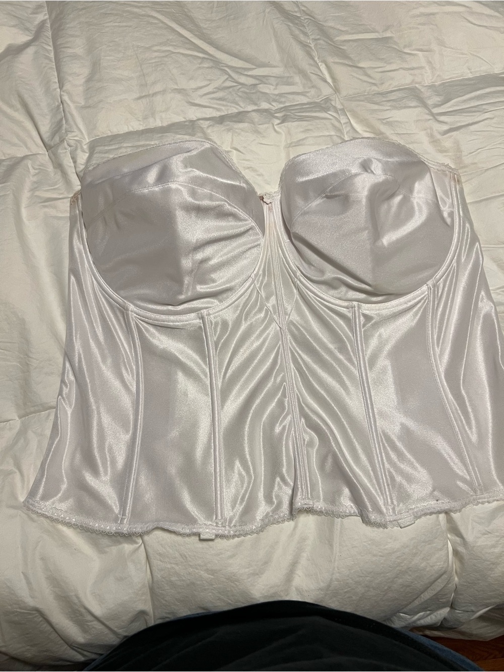 Strapless Satin Bustier Corset - White